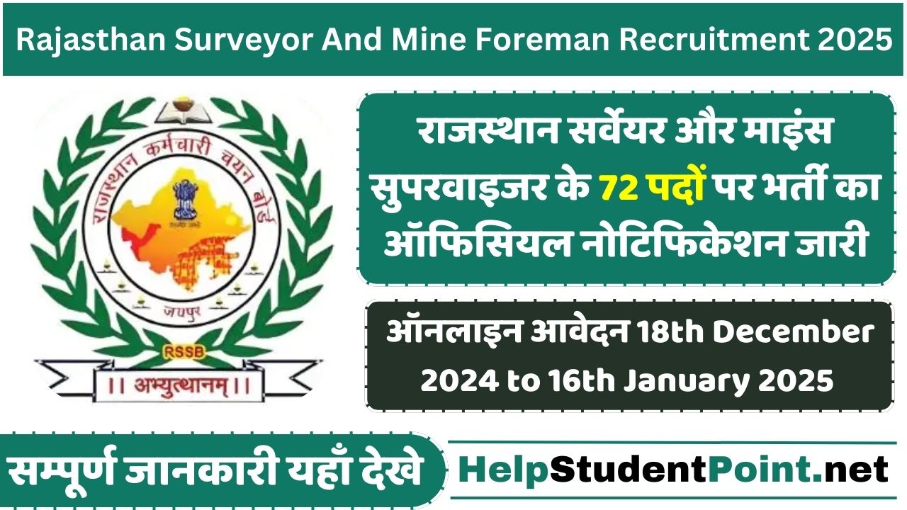 Rajasthan Surveyor And Mine Foreman Recruitment